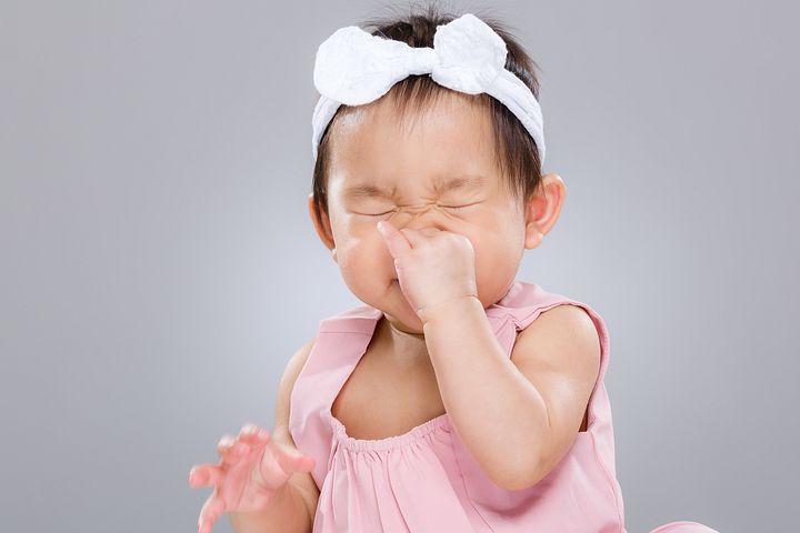 Baby girl sneeze